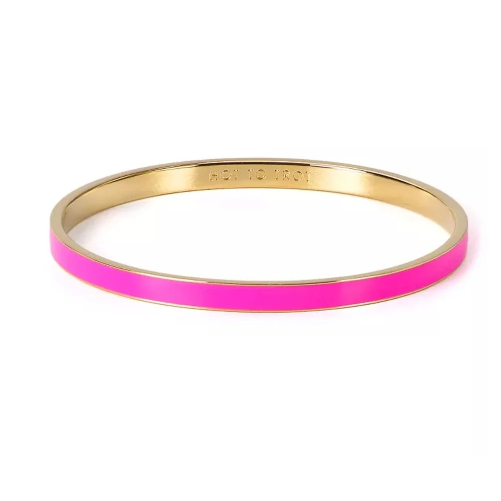 Kate Spade "Hot to Trot" Pink Gold Skinny Bangle Bracelet Idiom - Picture 13 of 13